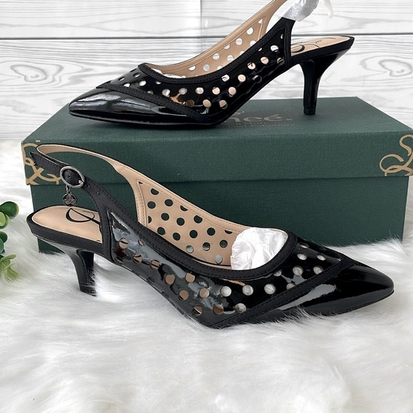 J.Renee “Adalyn” Patent Leather Kitten Heel Sling Backs - Picture 3 of 13
